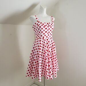Maggie Tang Pinup Style Red Polka Dot Dress